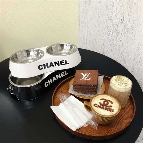 chanel dog food bowl|Chanel dog leash.